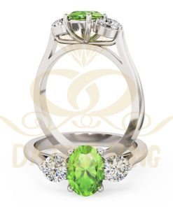 Peridot & diamond three stone ring in Pakistan