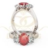 Oval ruby and diamond three stone ring in Pakistan