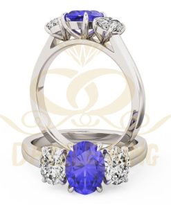 Oval tanzanite and diamond three stone ring in Pakistan