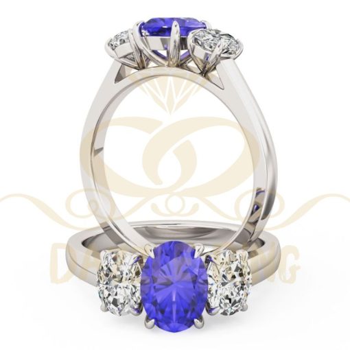 Oval tanzanite and diamond three stone ring in Pakistan